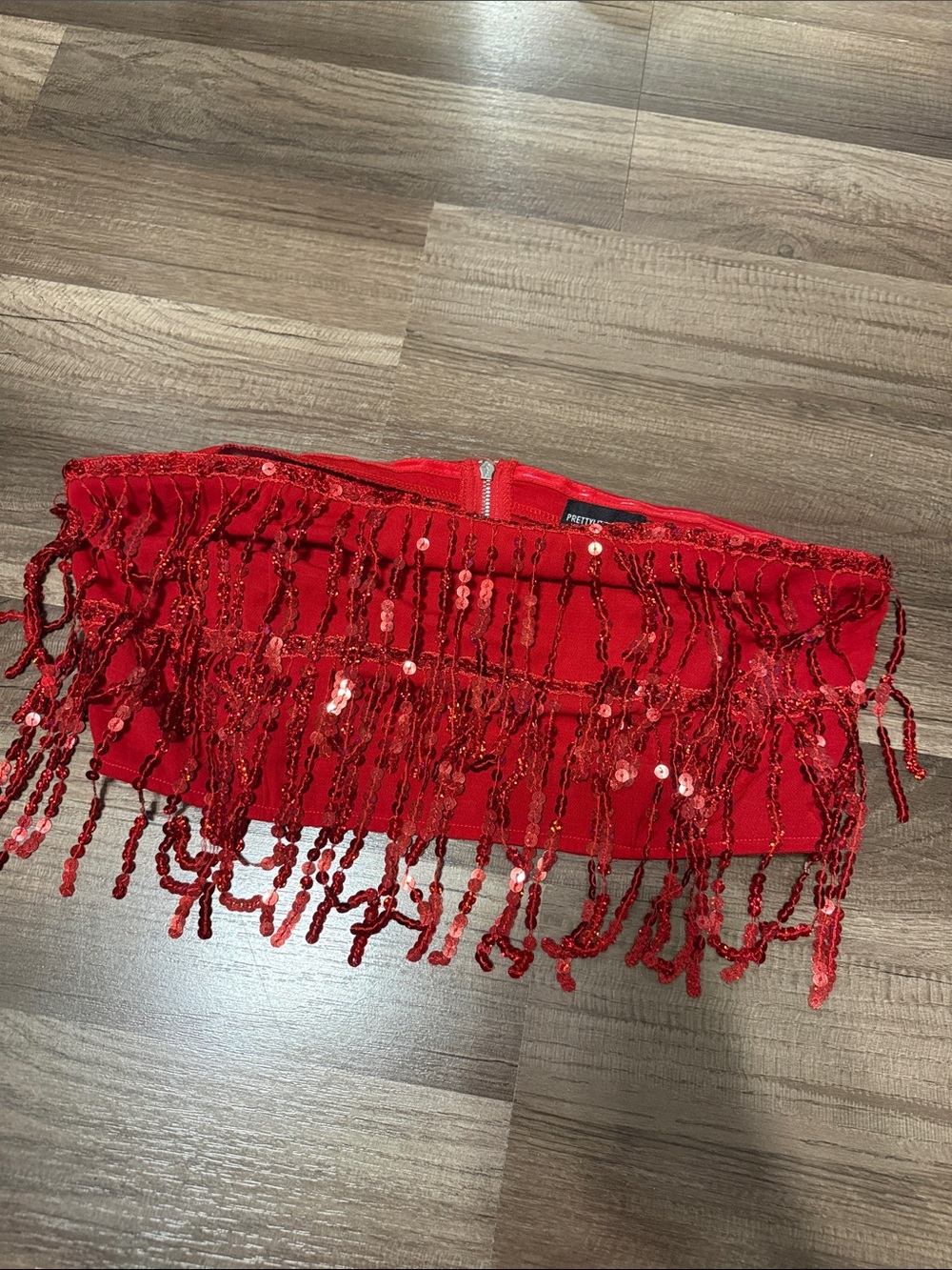 PrettyLittleThing Red Strapless Bustier with Silver Zip